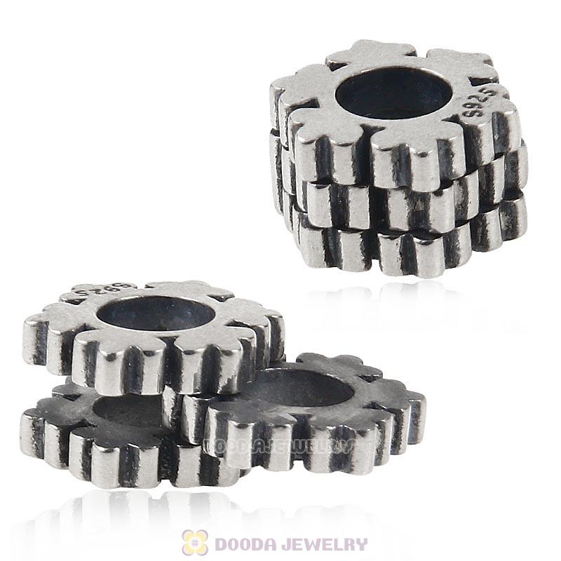 Antique 925 Sterling Silver Snowflake Charm Bead  