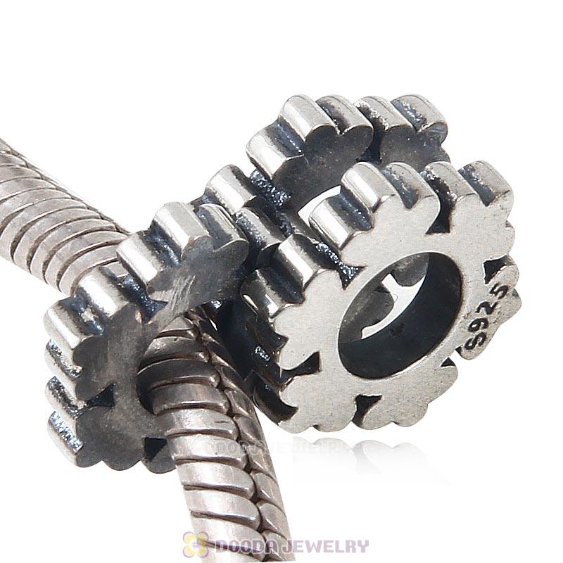Antique 925 Sterling Silver Snowflake Charm Bead  