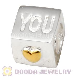Gold Plated Love European Style S925 Silver Beads Love You