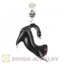 925 Sterling Silver Enamel Dangle Black Cat Charms Wholesale