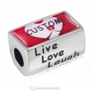 Custom DIY Photo 925 Sterling Silver Live Love Laugh Rectangle Charm Bead