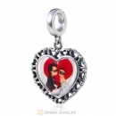 Lover Kiss 925 Sterling Silver Dangle Love Heart Personalized Photo Charm Bead