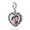 The Bride and Groom 925 Sterling Silver Dangle Love Heart Personalized Photo Charm Bead