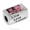 Family Portrait Charm 925 Sterling Silver Live Love Laugh Rectangle Bead with DIY Photo