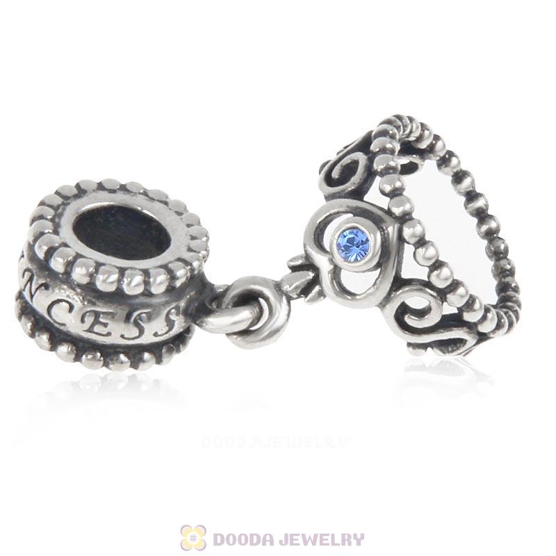 European Sterling Silver My Princess Dangle With Sapphire Austrian Crystal