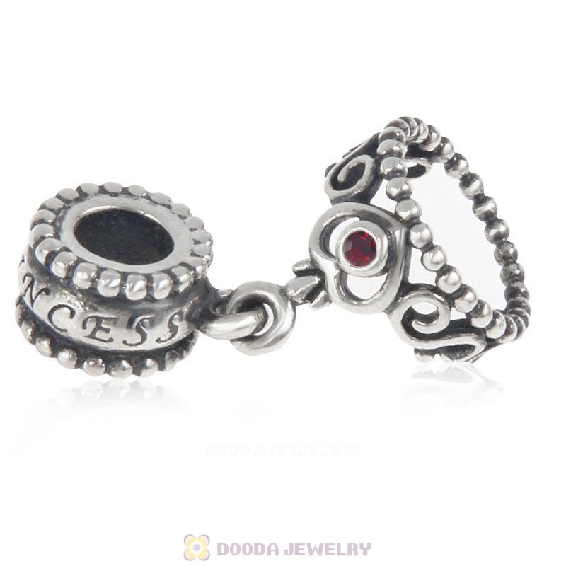 European Sterling Silver My Princess Dangle With Siam Austrian Crystal