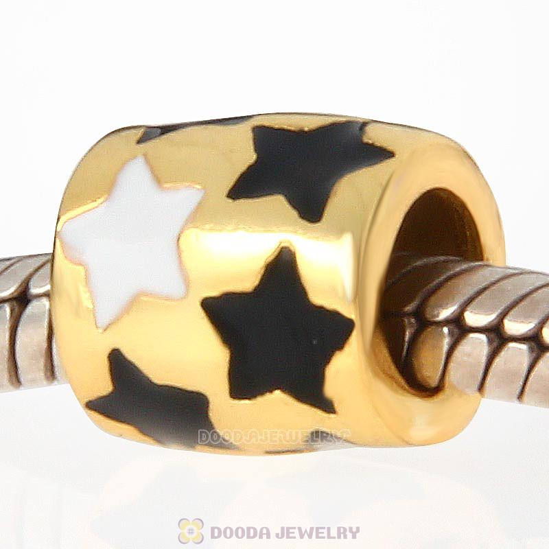 Gold Plated 925 Sterling Silver Enamel Star Charm Bead
