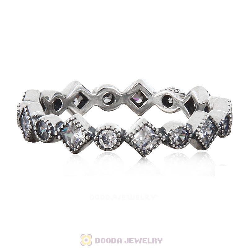 925 Sterling Silver Alluring Brilliant Princess Ring with Clear CZ