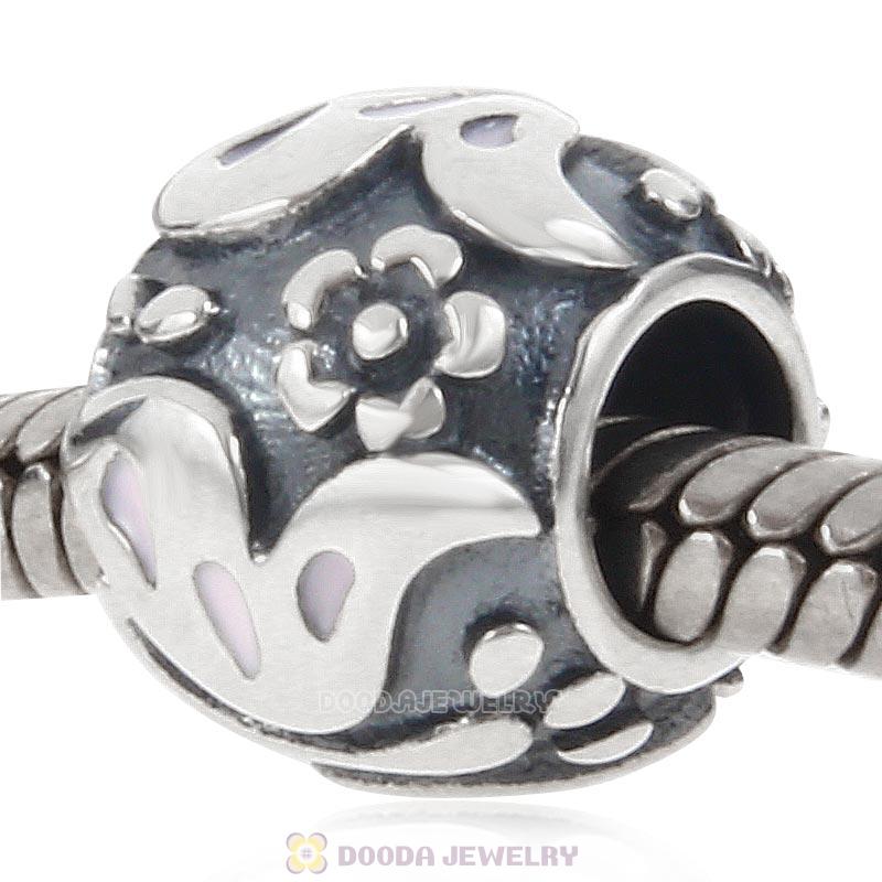 Butterfly and Flower Charm Antique 925 Sterling Silver