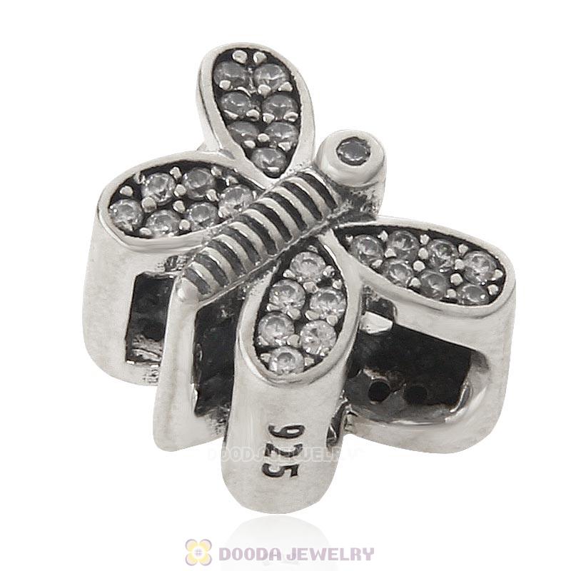 Sparkling Butterfly Charm 925 Sterling Silver Bead