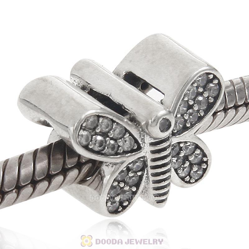 Sparkling Butterfly Charm 925 Sterling Silver Bead