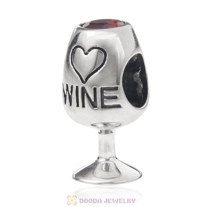 925 Sterling Silver Wine Glass Love Charm