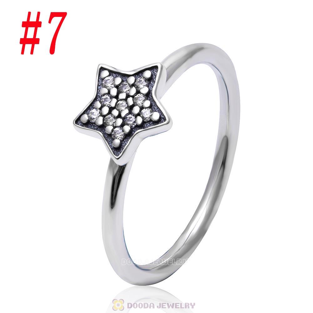 925 Sterling Silver You Are Star Ring with Clear CZ
