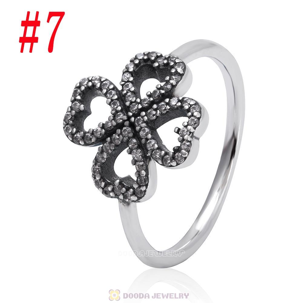 925 Sterling Silver Petals of Love Ring with Clear CZ