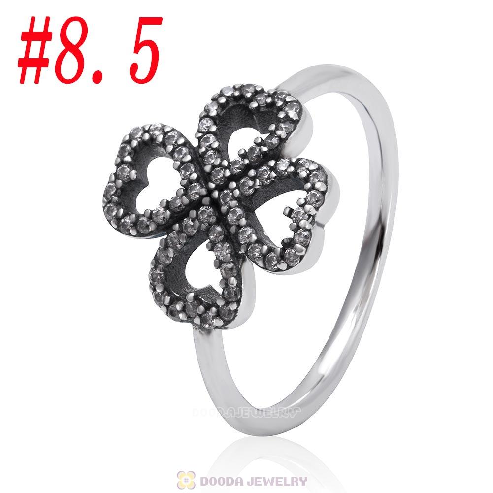 925 Sterling Silver Petals of Love Ring with Clear CZ