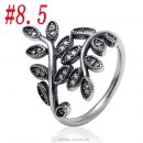 925 Sterling Silver Sparkling Leave Ring with Clear CZ