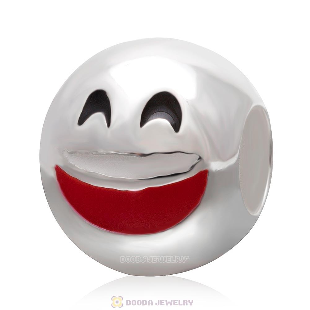925 Sterling Silver QQ Emoji Face Laugh Beads