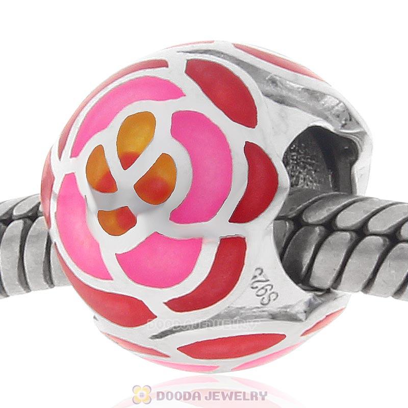925 Sterling Silver Enamel Flower Charm Bead