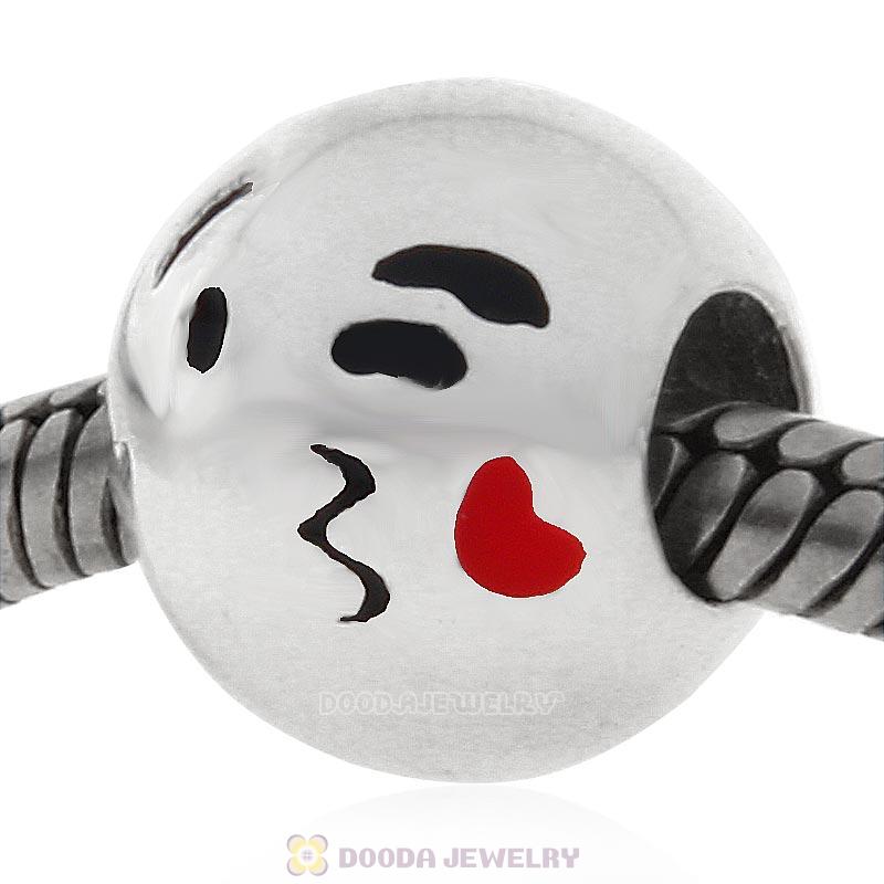 925 Sterling Silver QQ Emoji Kiss Love Face Beads