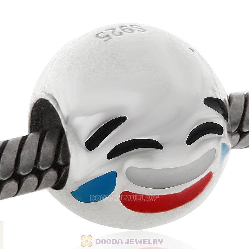 925 Sterling Silver QQ Emoji Cry Smile Face Beads