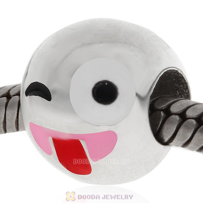 925 Sterling Silver QQ Emoji Naughty Face Beads