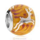 925 Sterling Silver Xmas Reindeer Bead with Yellow Enamel