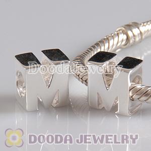 Letter M Charms European Style Sterling Silver Beads
