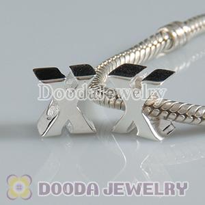 Letter X Charms European Style Sterling Silver Beads