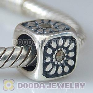 925 Sterling Silver European Flower Charms with Stone
