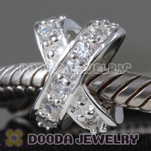 925 Sterling Silver European Style X Tight Together Charm Beads