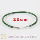 20cm green slippy leather chain, silver plated needle clasp fit Jewelry, European Beads, Lovecharmlinks etc