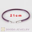 21cm purple slippy leather chain, silver plated needle clasp fit Jewelry, European Beads, Lovecharmlinks etc
