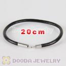 20cm black slippy leather chain, silver plated needle clasp fit Jewelry, European Beads, Lovecharmlinks etc