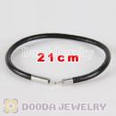 21cm black slippy leather chain, silver plated needle clasp fit Jewelry, European Beads, Lovecharmlinks etc