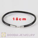18cm black slippy leather chain, silver plated needle clasp fit Jewelry, European Beads, Lovecharmlinks etc