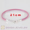 21cm pink slippy leather chain, silver plated lobster clasp fit Jewelry, European Beads, Lovecharmlinks etc
