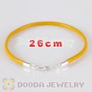 26cm yellow slippy leather chain, silver plated lobster clasp fit Jewelry, European Beads, Lovecharmlinks etc