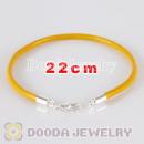 22cm yellow slippy leather chain, silver plated lobster clasp fit Jewelry, European Beads, Lovecharmlinks etc