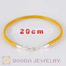 20cm yellow slippy leather chain, silver plated lobster clasp fit Jewelry, European Beads, Lovecharmlinks etc