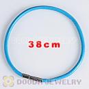 38cm blue slippy leather chain, silver plated needle clasp fit Jewelry, European Beads, Lovecharmlinks etc