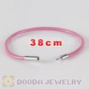 38cm pink slippy leather chain, silver plated needle clasp fit Jewelry, European Beads, Lovecharmlinks etc