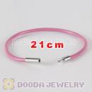 21cm pink slippy leather chain, silver plated needle clasp fit Jewelry, European Beads, Lovecharmlinks etc