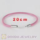 20cm pink slippy leather chain, silver plated needle clasp fit Jewelry, European Beads, Lovecharmlinks etc
