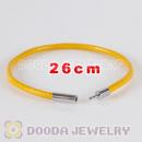 26cm yellow slippy leather chain, silver plated needle clasp fit Jewelry, European Beads, Lovecharmlinks etc