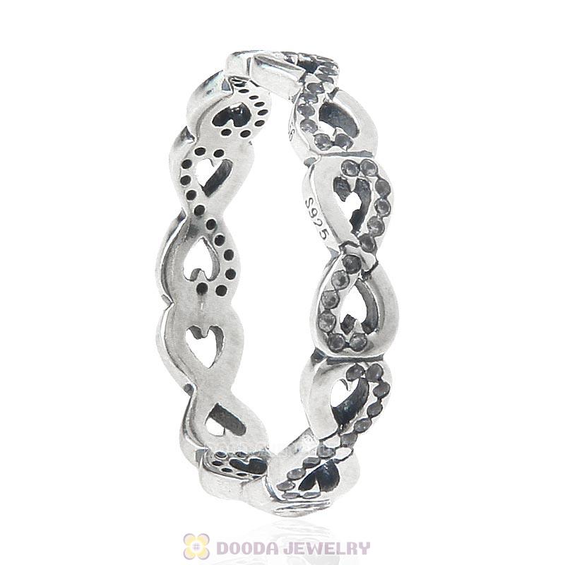 925 Sterling Silver Infinite Love Ring with Clear CZ