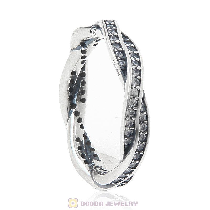 925 Sterling Silver Twist of Fate Ring with Clear CZ