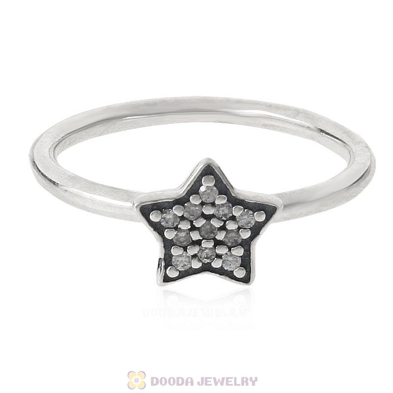 925 Sterling Silver You Are Star Ring with Clear CZ