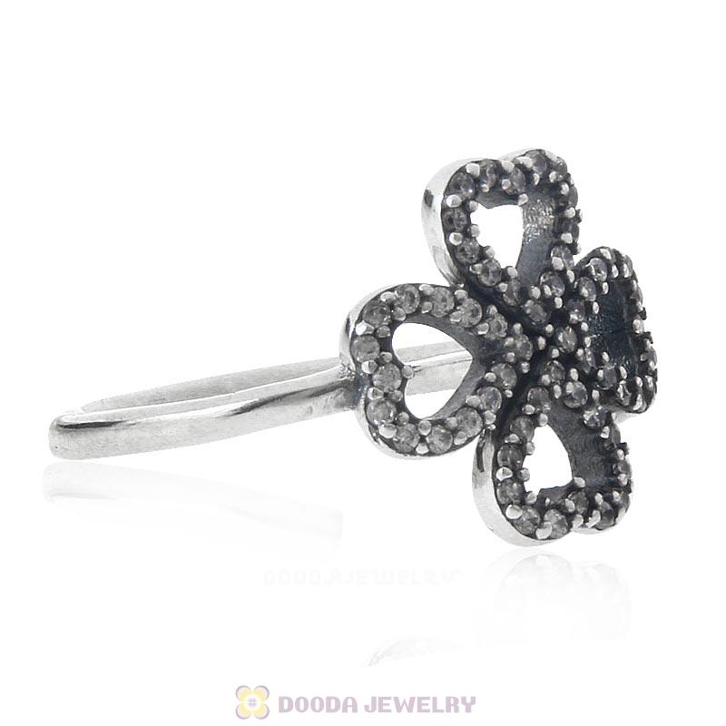 925 Sterling Silver Petals of Love Ring with Clear CZ
