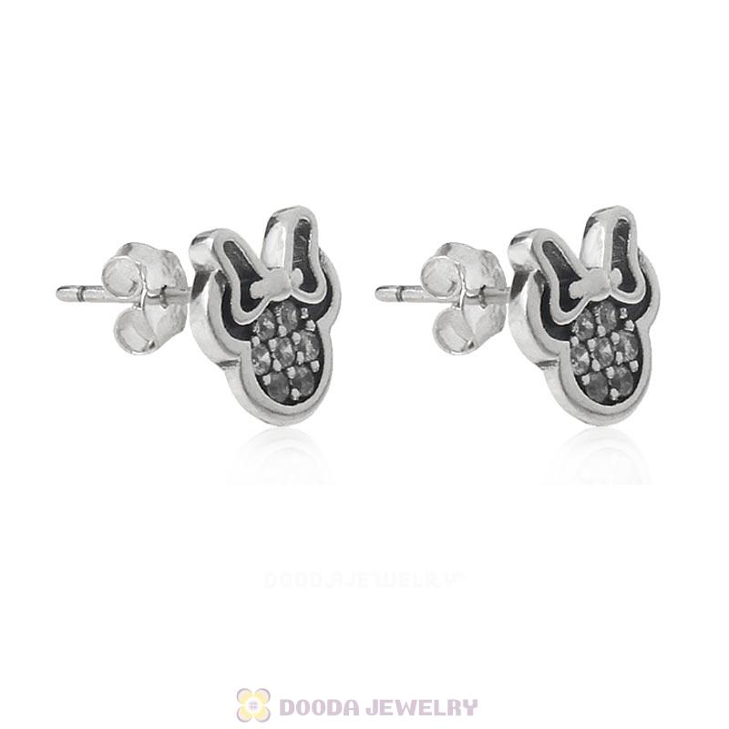 Dazzling Minnie Earrings with Clear CZ 925 Sterling Silver