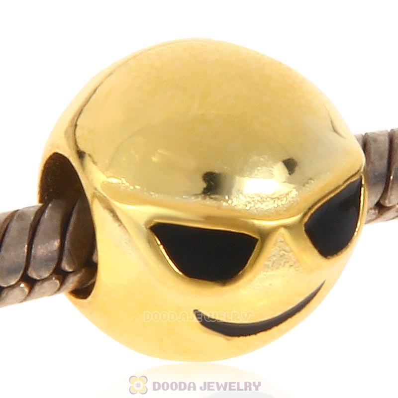 Gold Plated 925 Sterling Silver Emoji Proud Face Beads